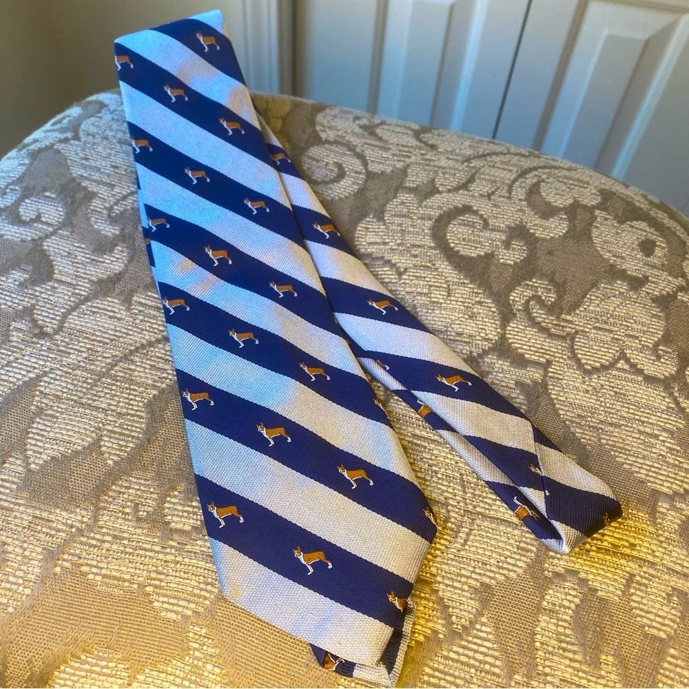 J. Crew Novelty Boxer Dog Tie 100% English Silk Handmade in USA